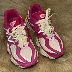 Women New Balance Women's Fuchsia and Cream Sneakers